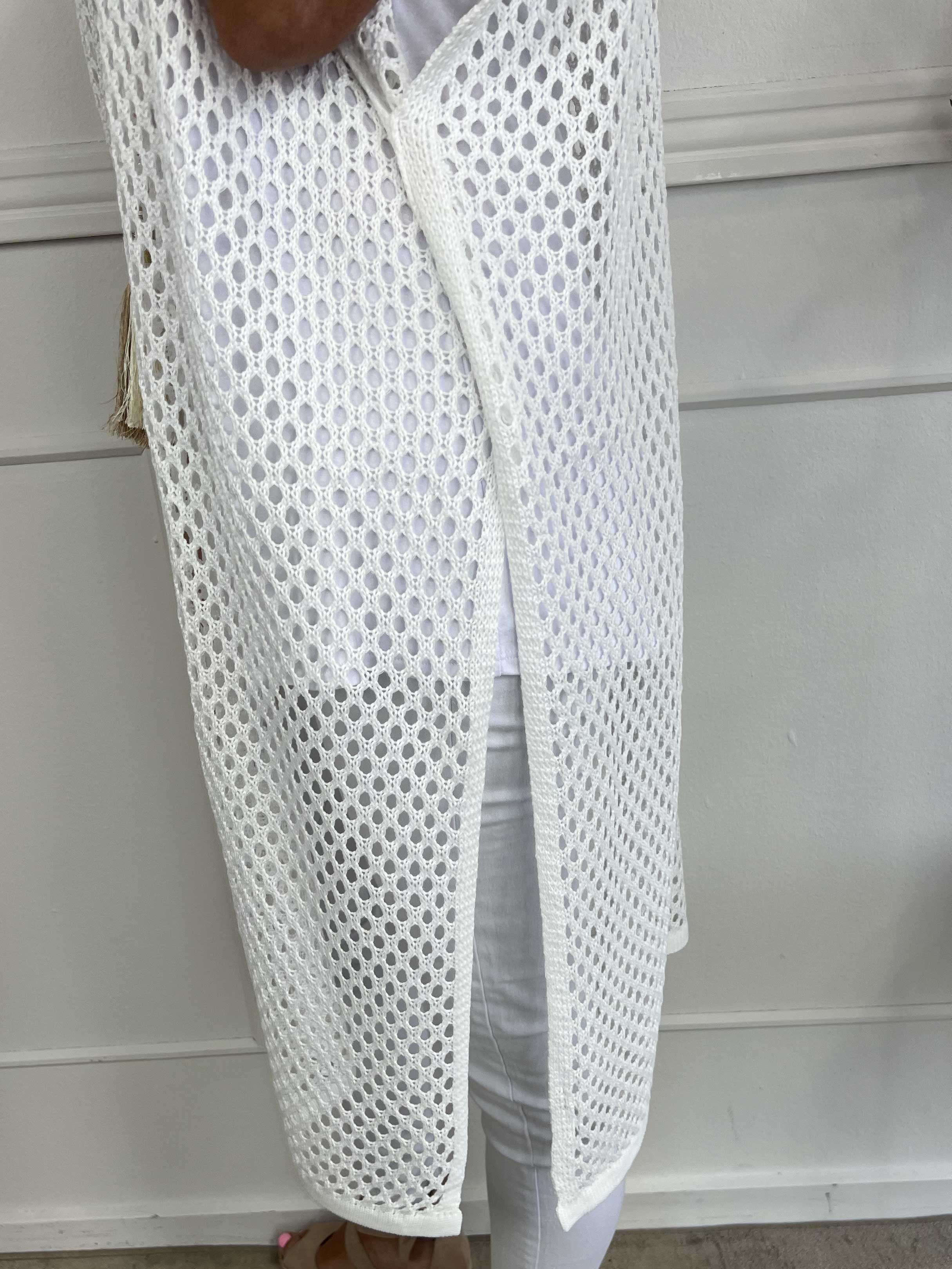 Angelle - Lang tunika i strik med hulmønster